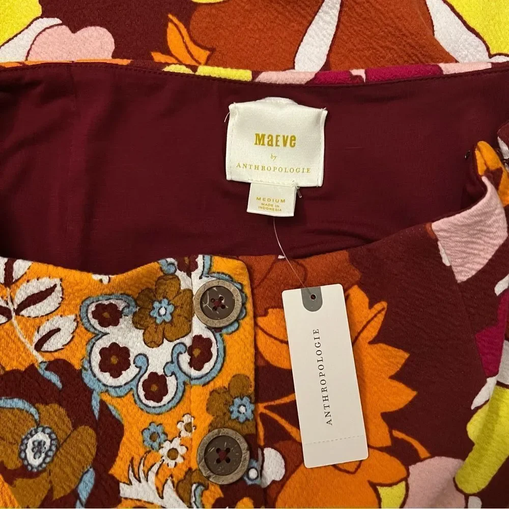 Anthropologie Maeve Button-Front Cutout Midi Skirt NEW Size Medium - Picture 6 of 7